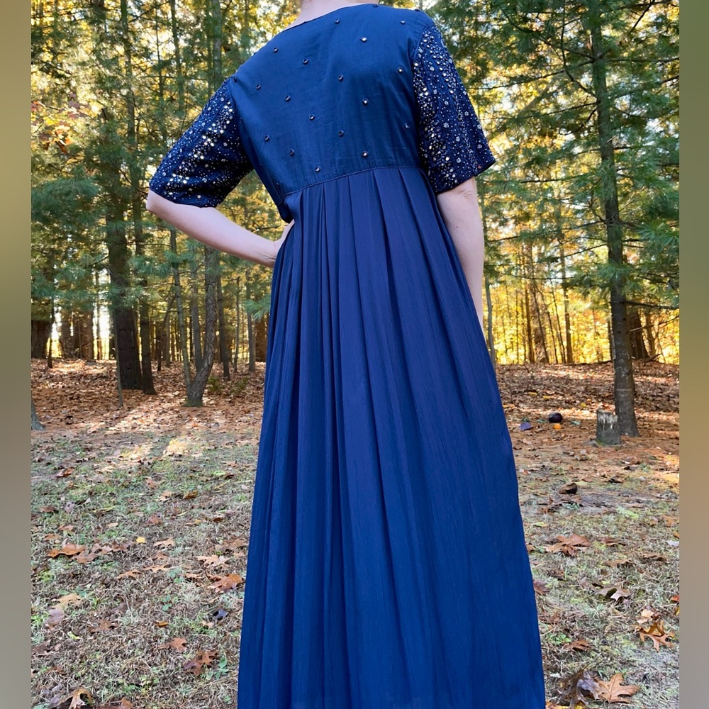 90s April Cornell Beaded Mirror Maxi Dress / Formal Gown - Picture 10 of 16